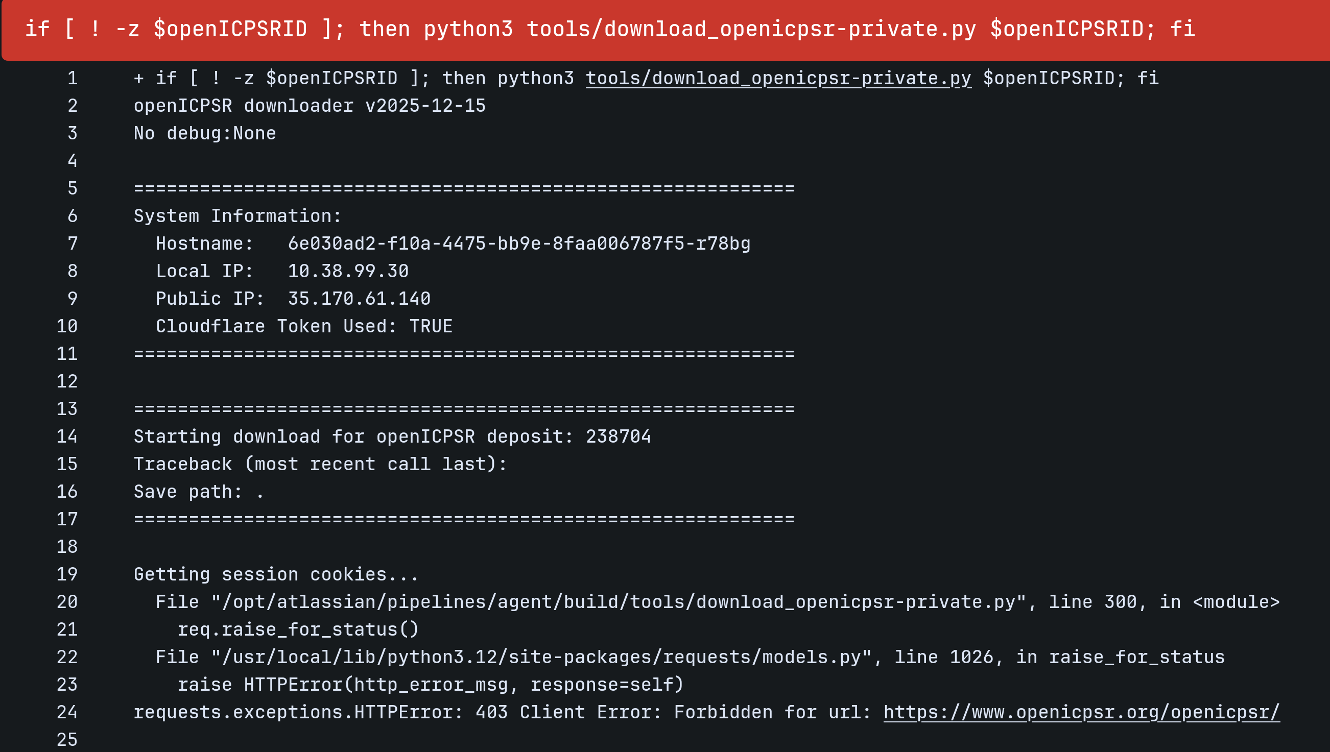 failing pipeline download